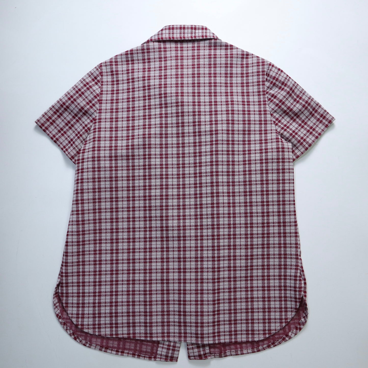 1970s red plaid western arrow collar short sleeve shirt