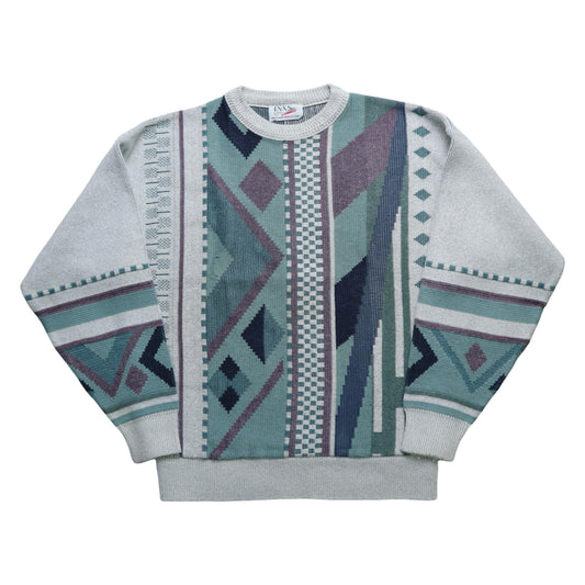 90s Canadian geometric graphic knitted sweater