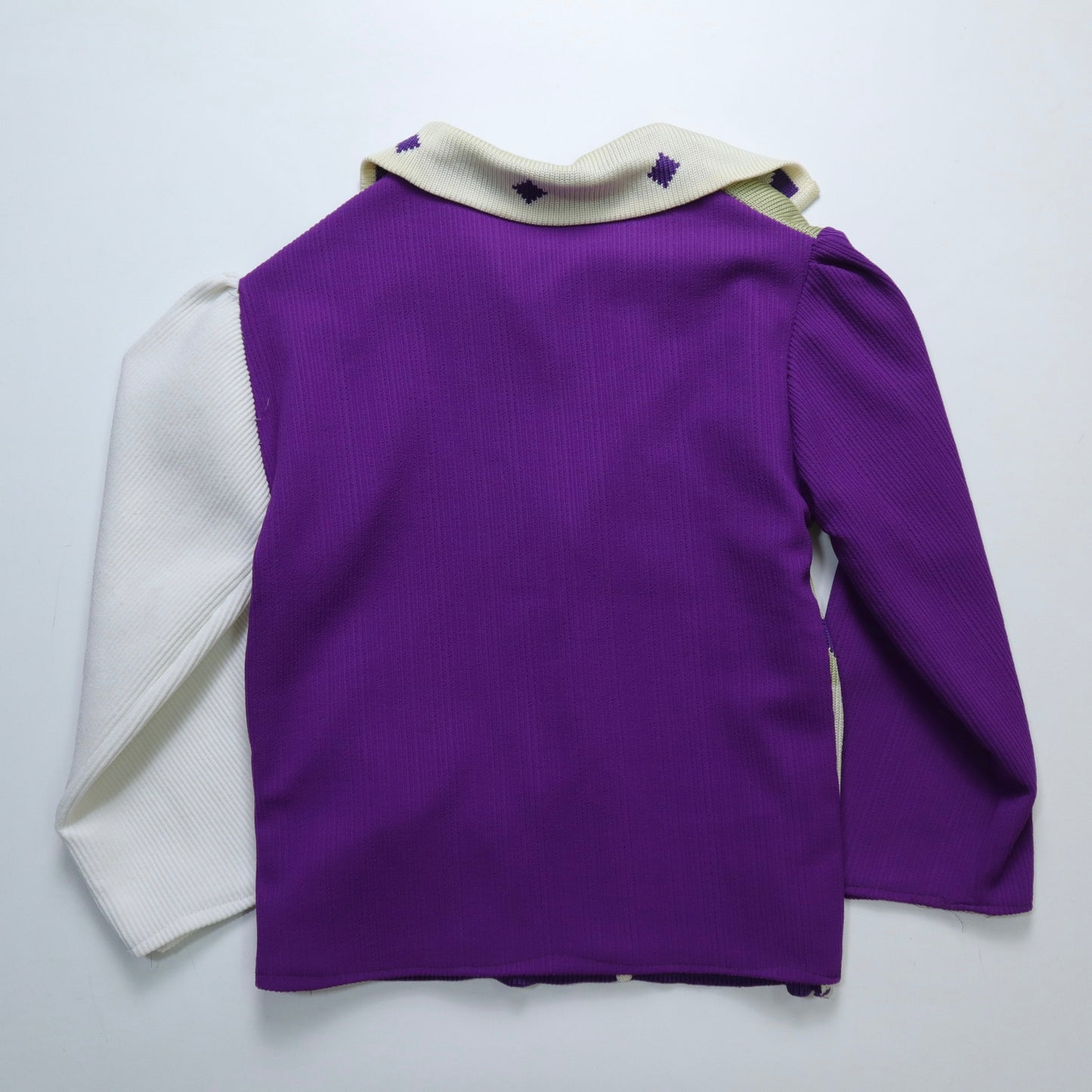 70-80s 紫色幾何圖騰針織罩衫