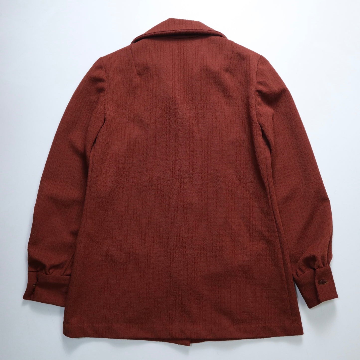 1970s 磚紅色素面開襟箭領襯衫
