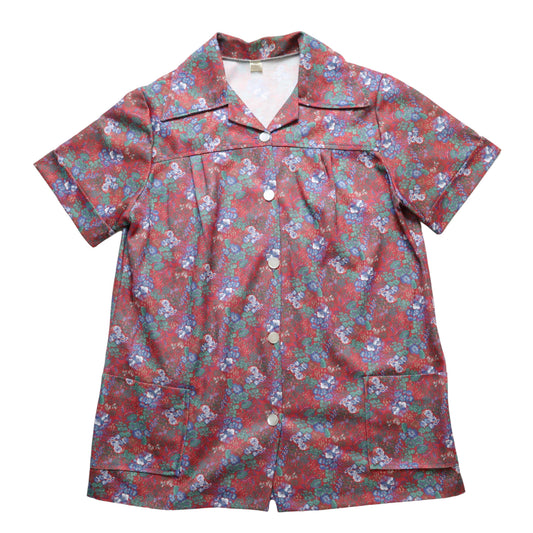 1980年代 アメリカ製 レッドプリント アローカラーシャツ ポリエステル生地
