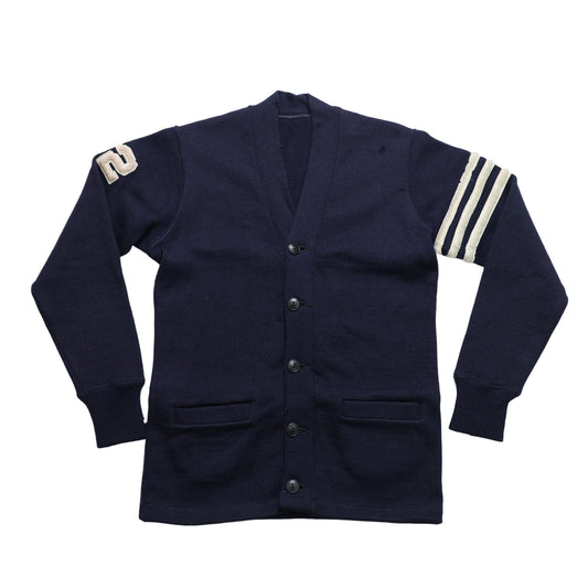 50s Letterman Sweater 海軍藍校園針織外套 Wool Cardigan - 富士鳥古著