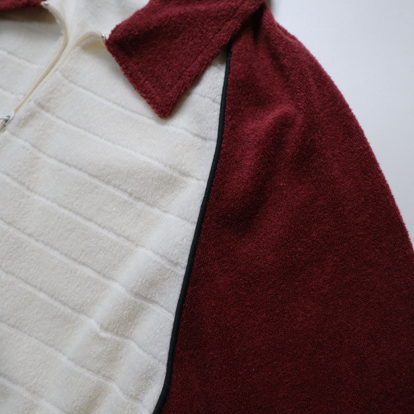 70-80s gap 台灣製 紅白拼色條紋毛巾布上衣