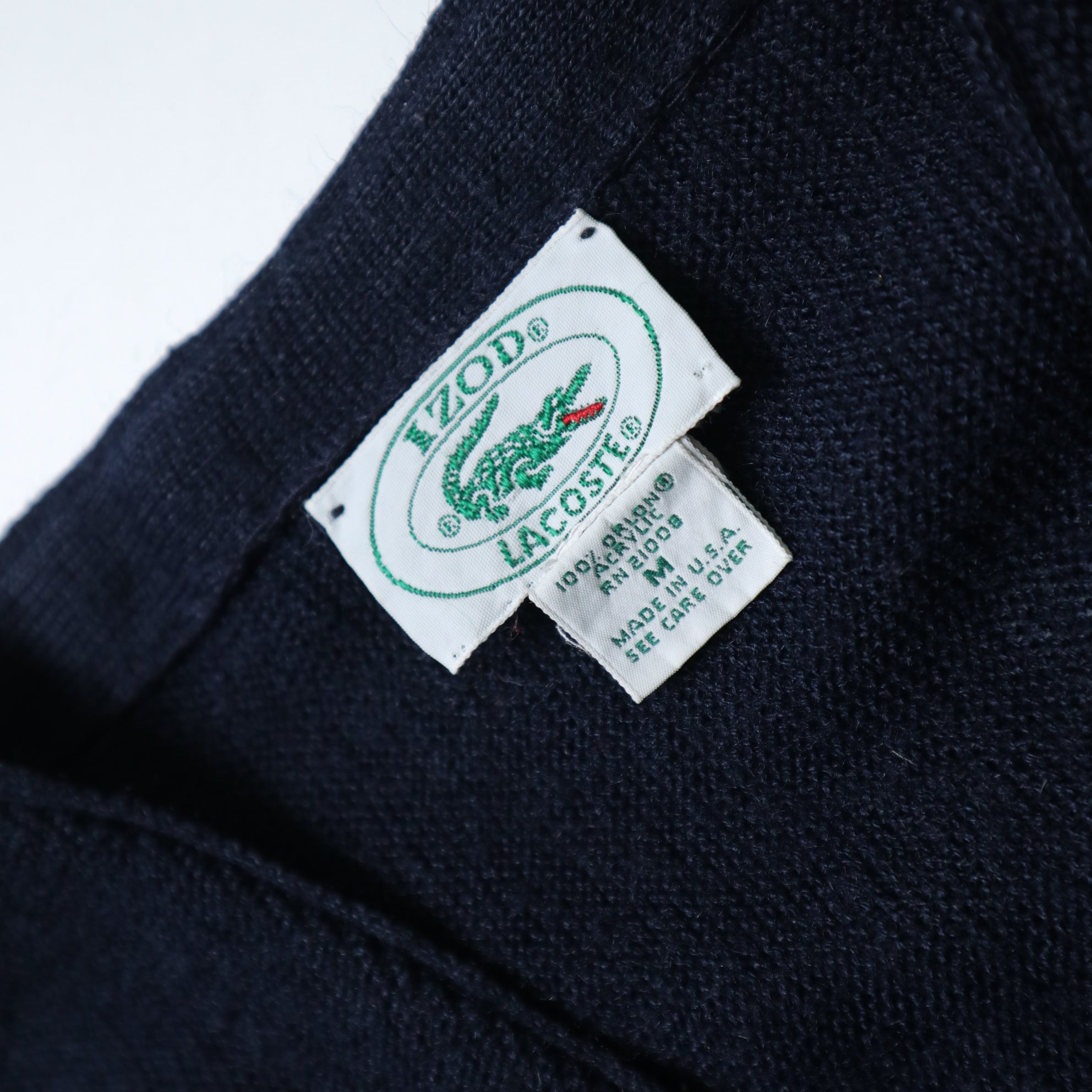 1980s Lacoste IZOD American-made blue and black cardigan sweater