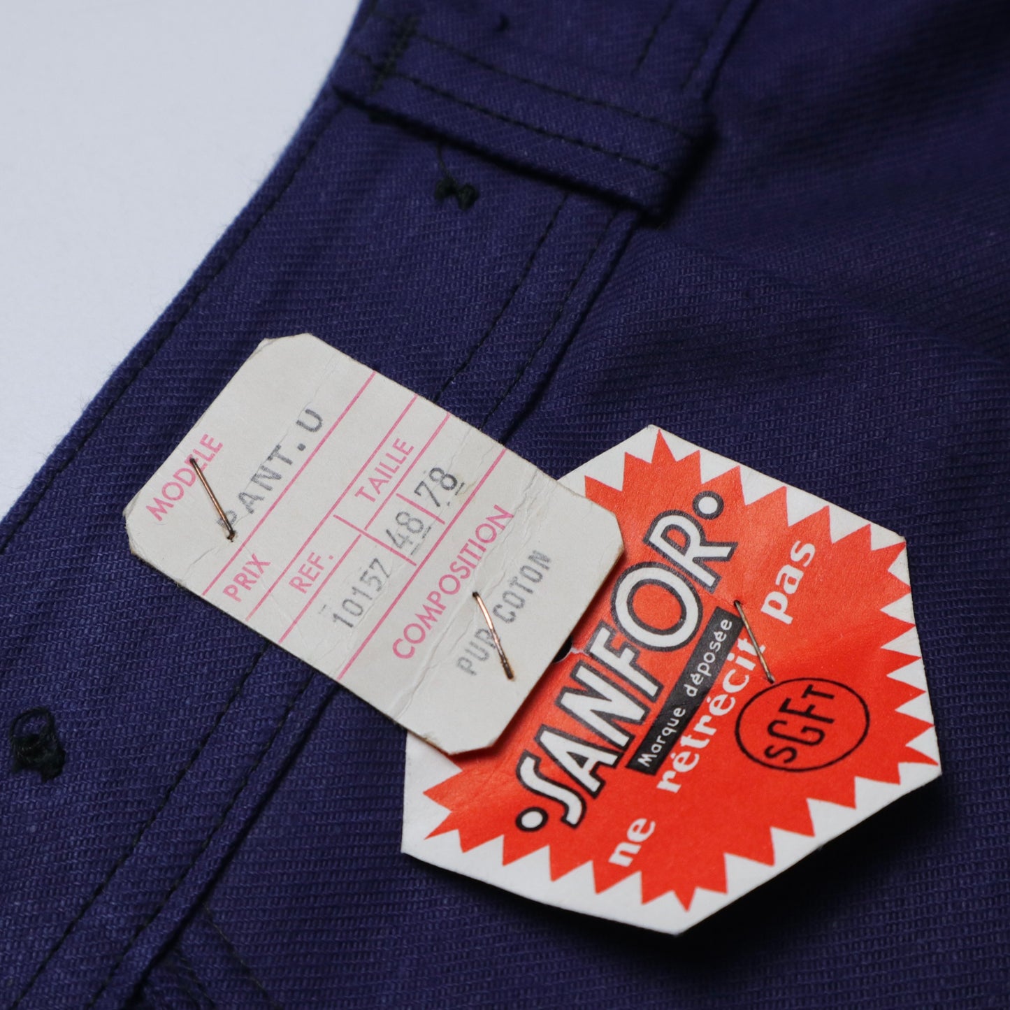 (36W) 1950's SANFOR 庫存新品 深藍色法國工作褲