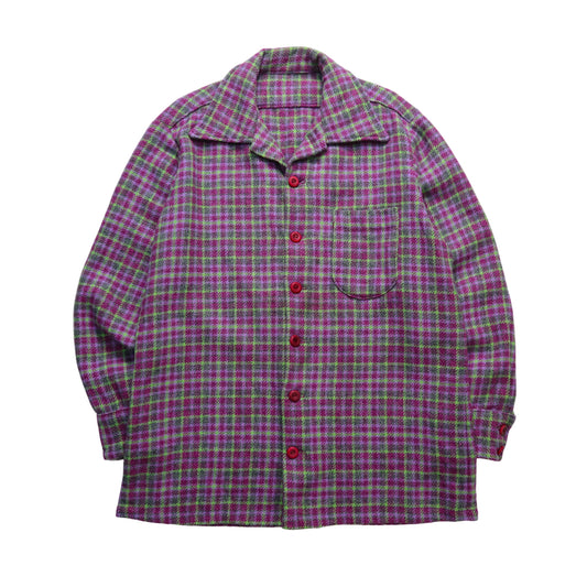 1970s 紫色格紋羊毛開襟襯衫