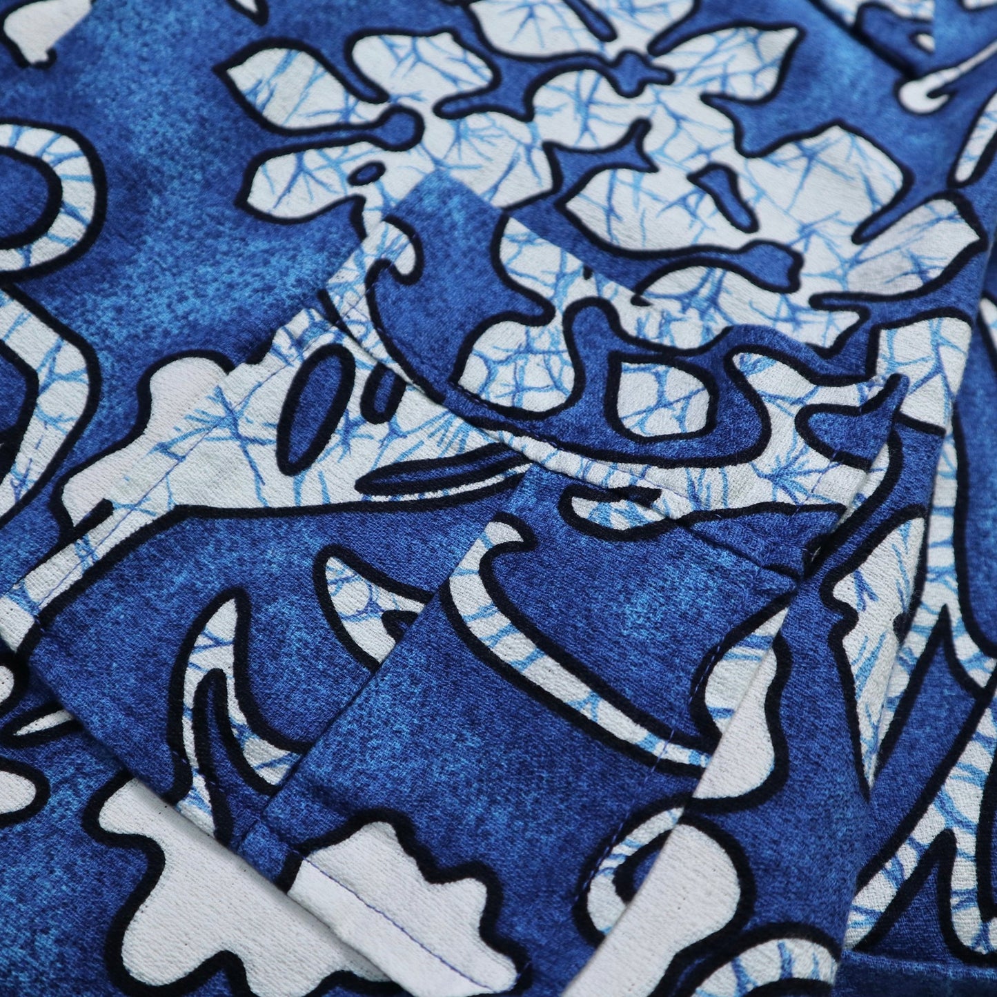 60-70s Barkcloth 夏威夷製 Haleaka Fashions 藍底印花夏威夷襯衫 - 富士鳥古著