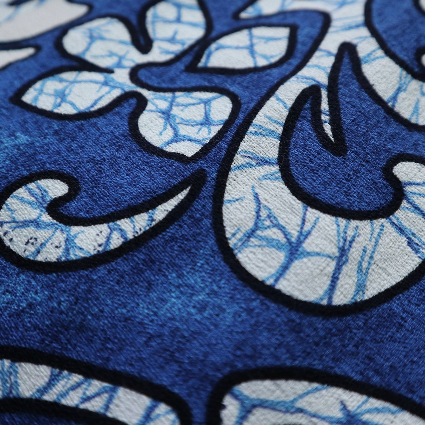 60-70s Barkcloth 夏威夷製 Haleaka Fashions 藍底印花夏威夷襯衫 - 富士鳥古著