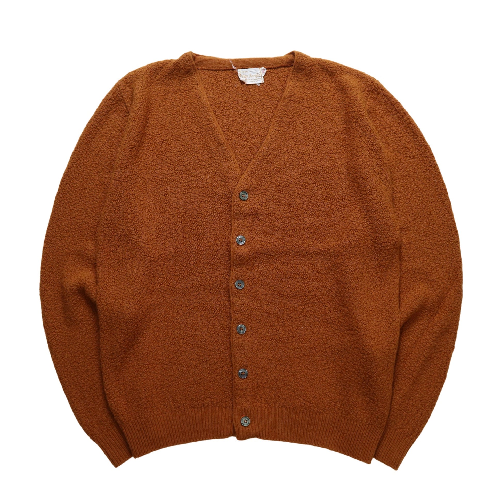 60s 焦糖色顆粒感織紋針織衫 針織外套 - 富士鳥古著