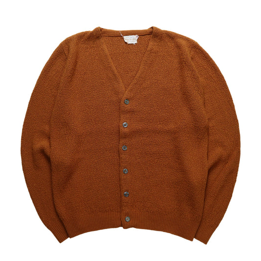 60s 焦糖色顆粒感織紋針織衫 針織外套 - 富士鳥古著