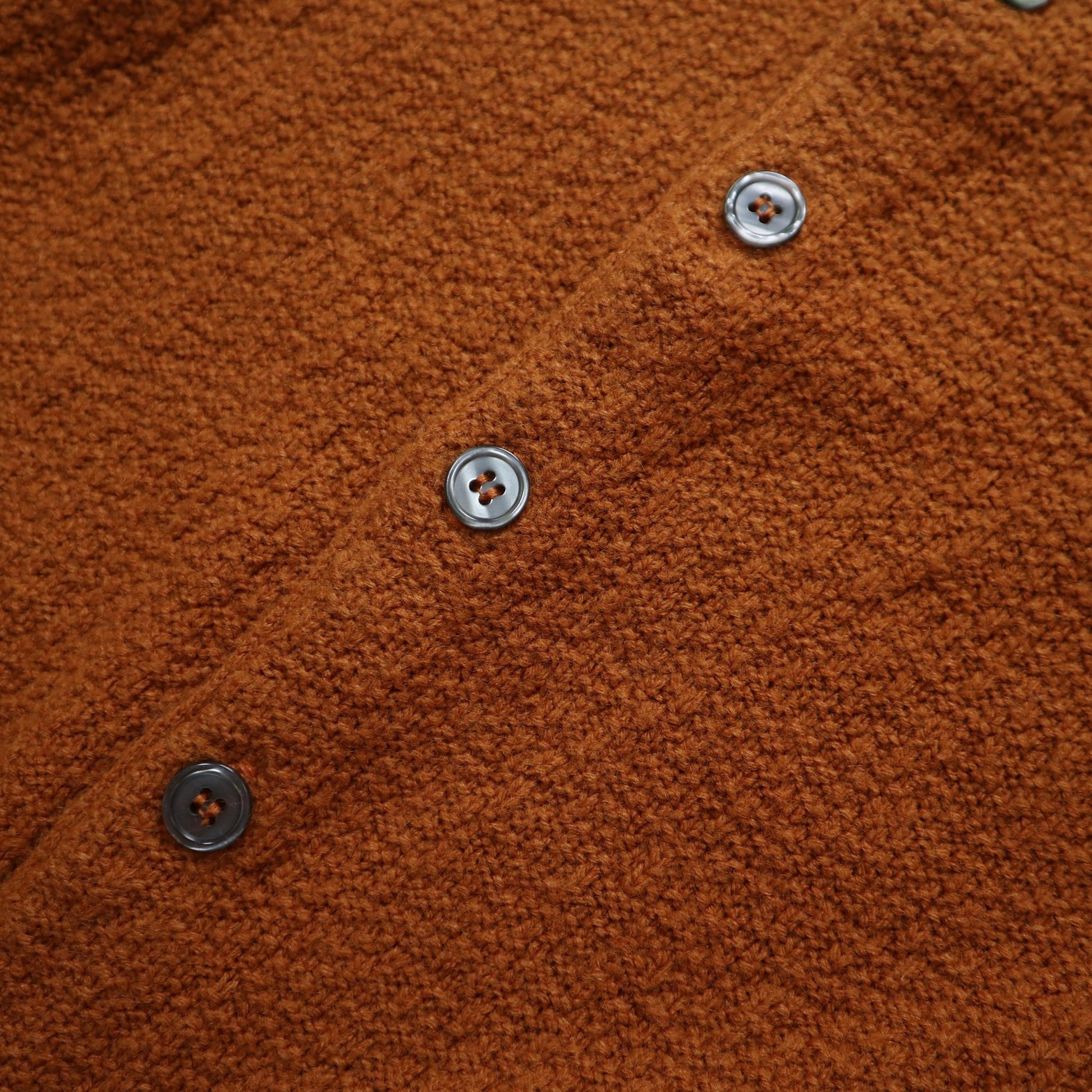 60s 焦糖色顆粒感織紋針織衫 針織外套 - 富士鳥古著
