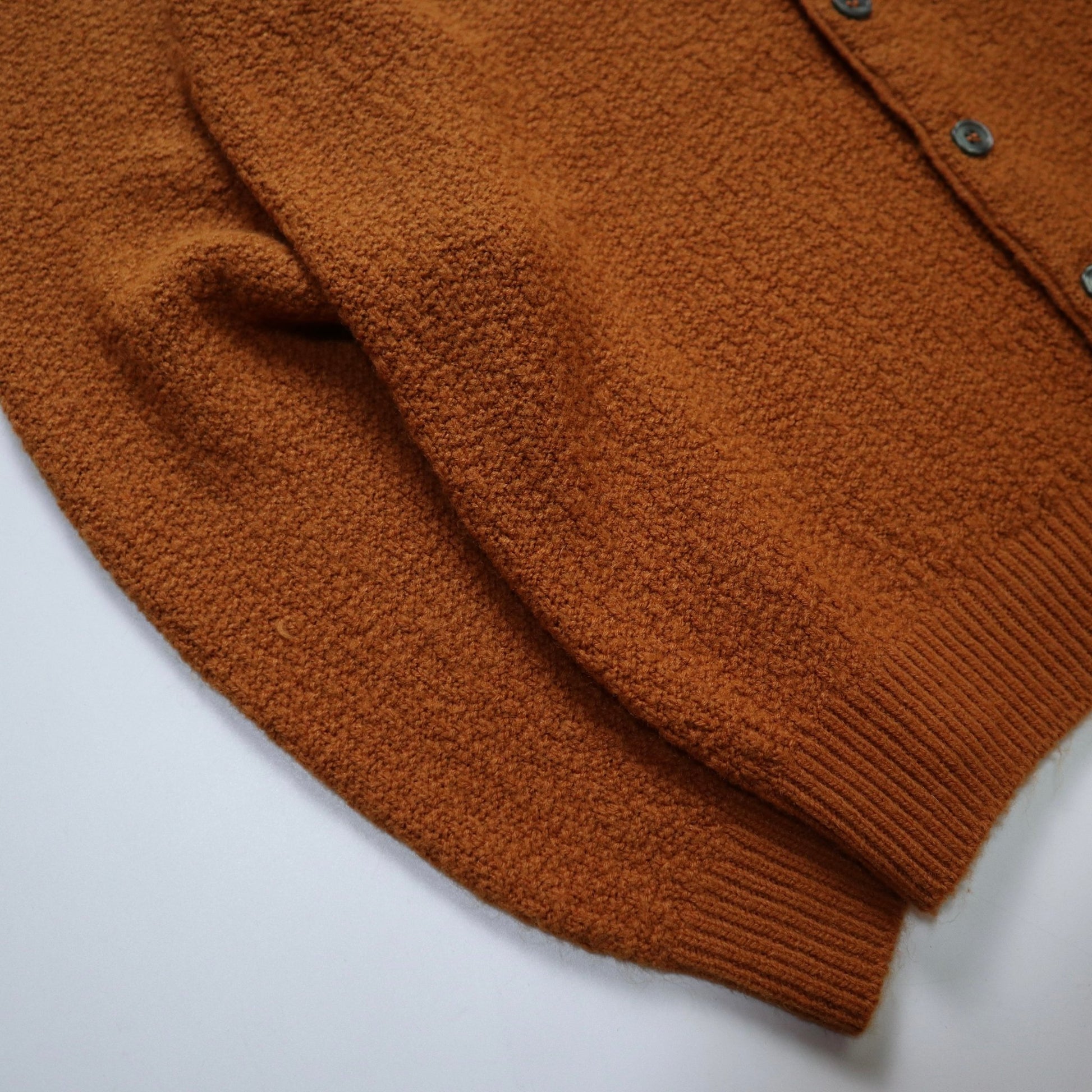 60s 焦糖色顆粒感織紋針織衫 針織外套 - 富士鳥古著
