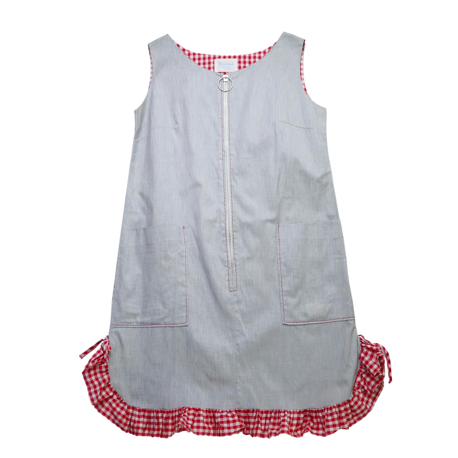 60s Boutique New York 格紋滾邊拉鍊式背心裙 - 富士鳥古著