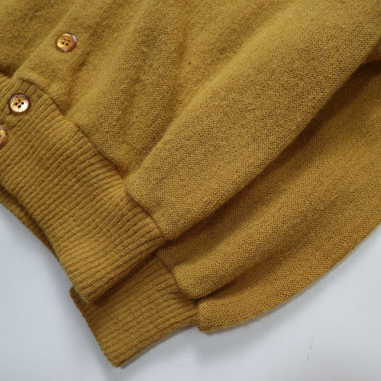 60s Campus 美國製 芥末黃素面開襟針織衫 針織外套 - 富士鳥古著