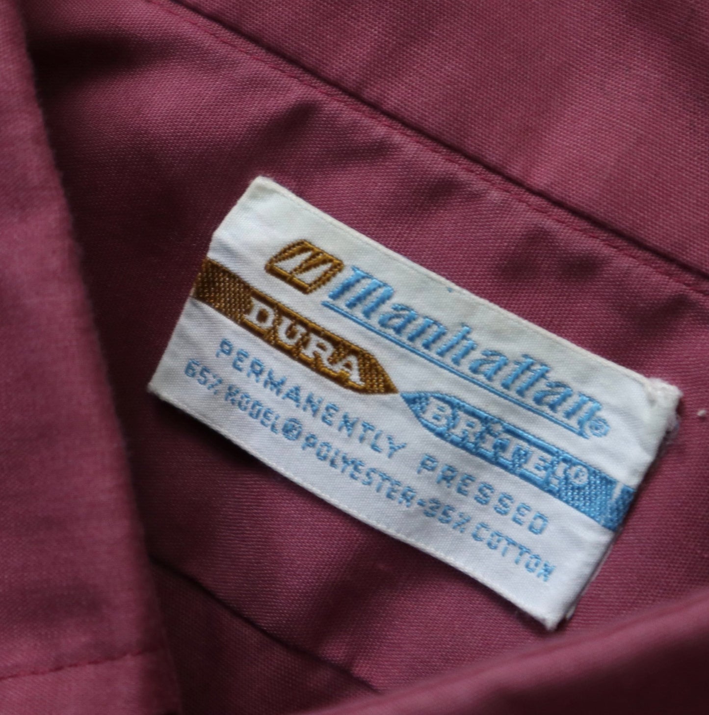 60s Manhattan Dura Brite 美國製 粉紫色素面襯衫 - 富士鳥古著