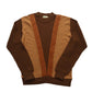 60s Sarby 咖啡色拼色麻花針織衫 針織毛衣 - 富士鳥古著