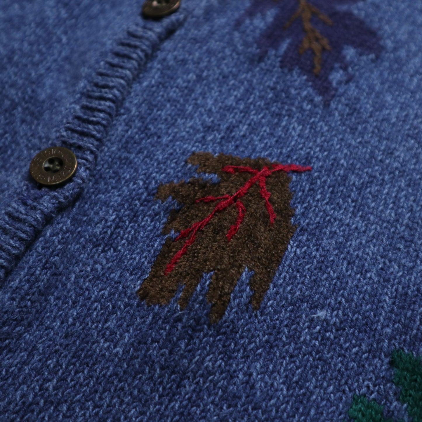 90s Jantzen fallen leaf totem knitted jacket hand embroidered