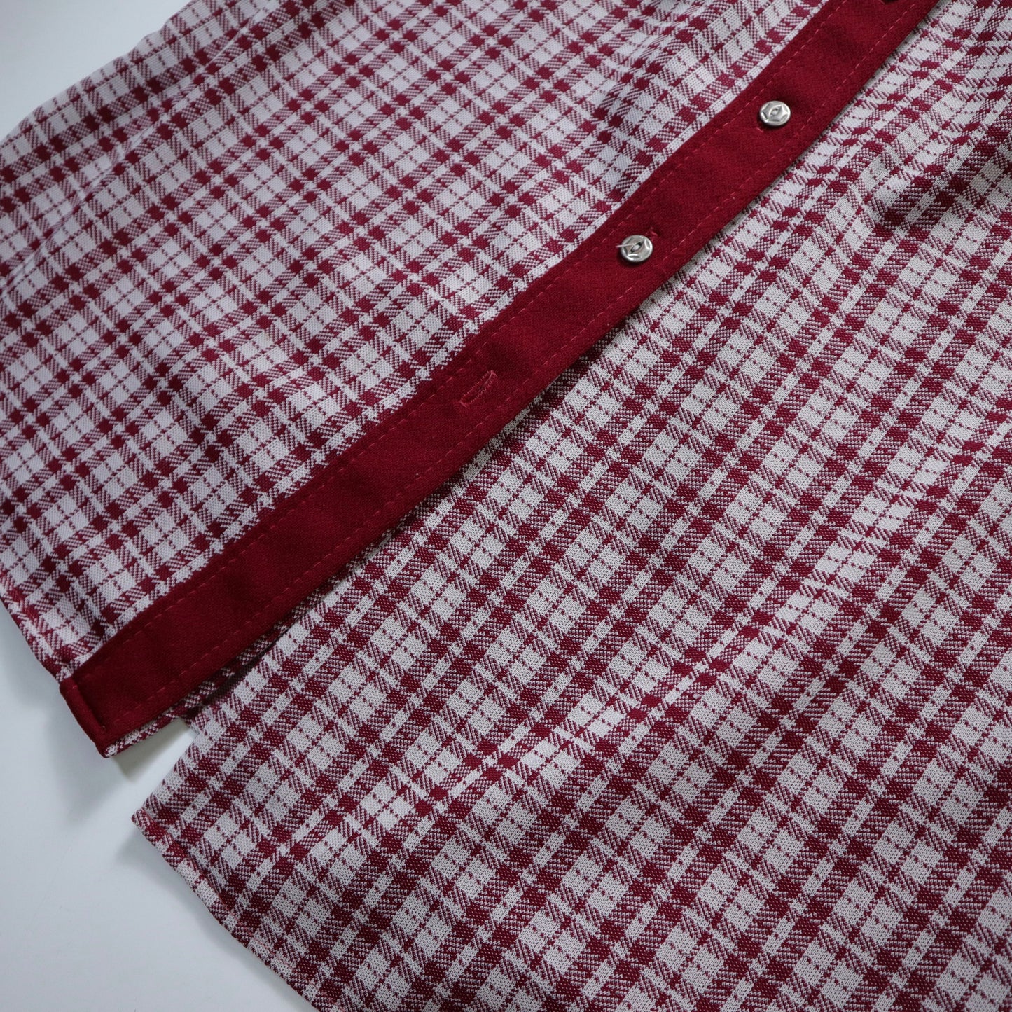 1970s red plaid western arrow collar short sleeve shirt