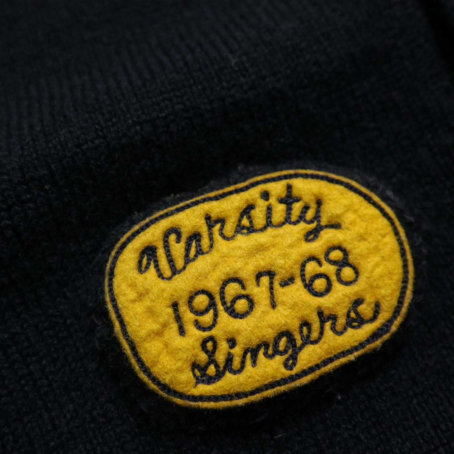1960s Varsity Band Cardigan black wool campus knitted jacket