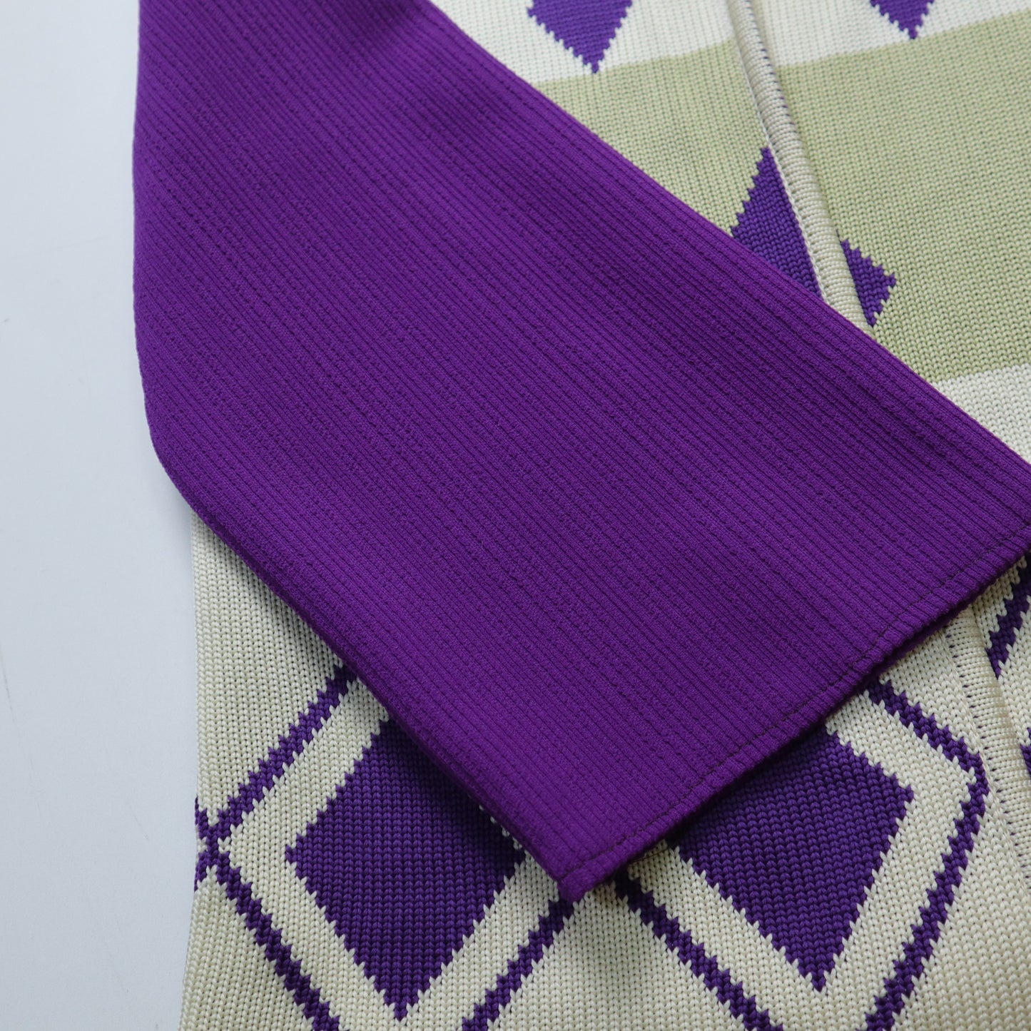 70-80s 紫色幾何圖騰針織罩衫