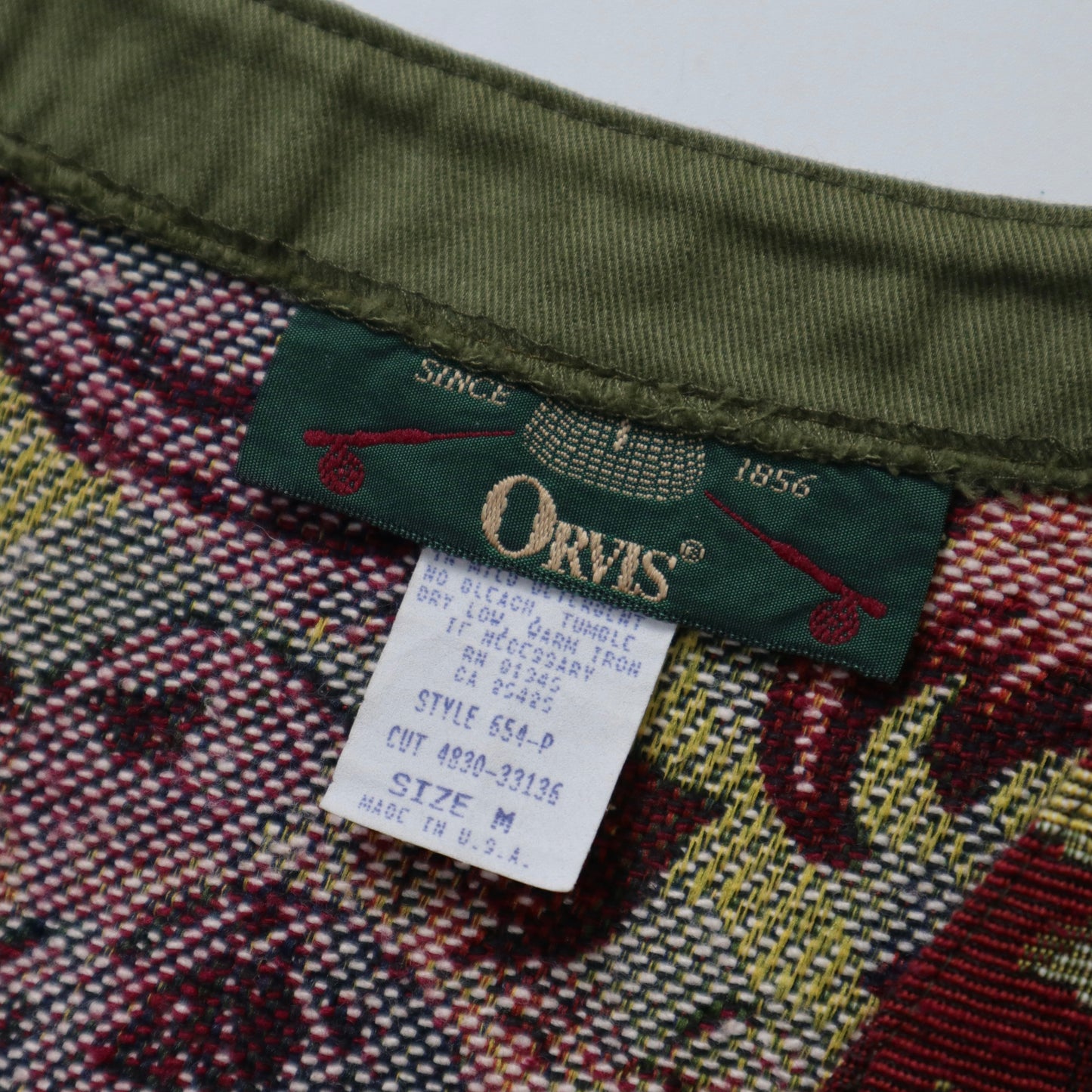 90s ORVIS 美國製 果實印花刺繡花毯背心
