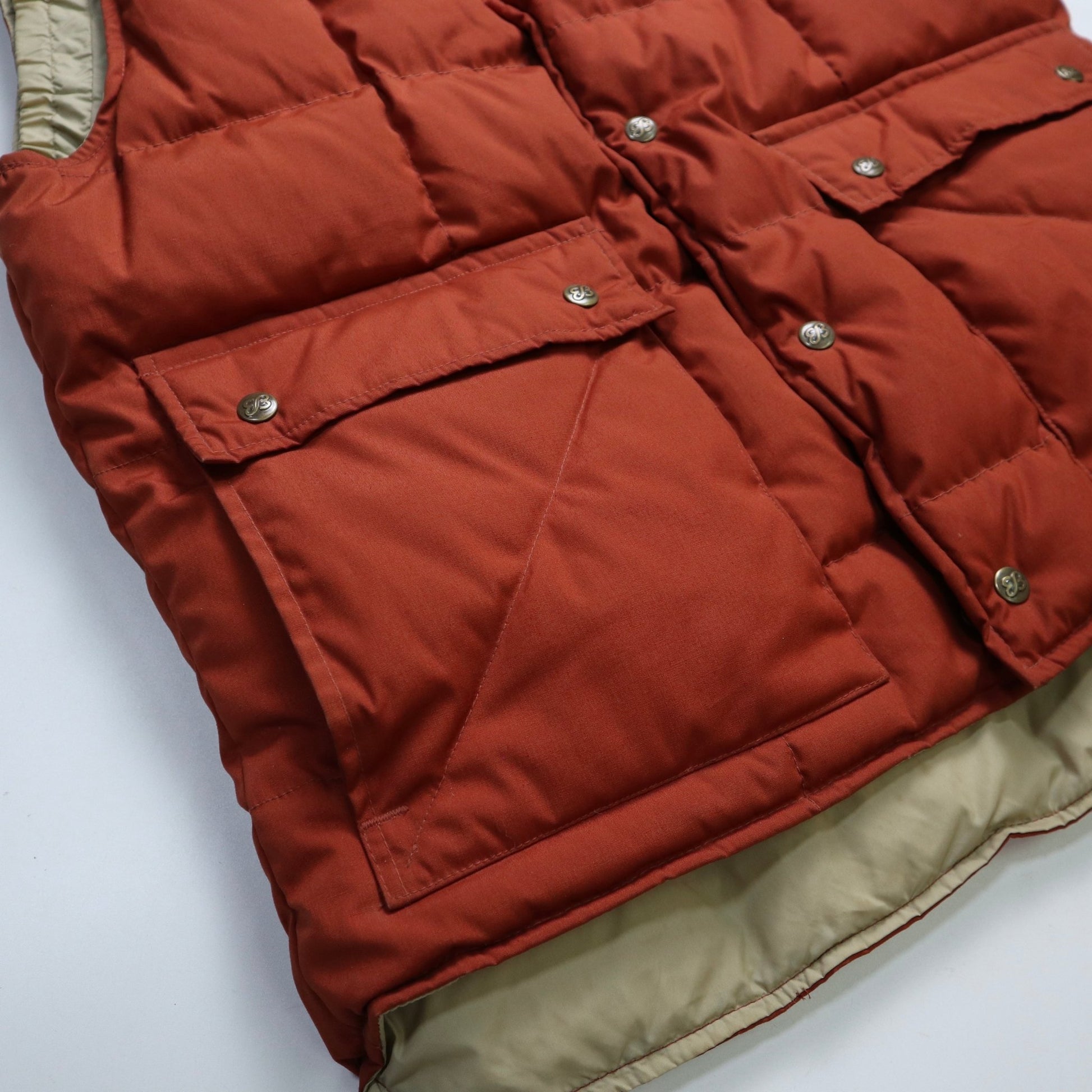 70 - 80s Eddie Bauer 磚紅色羽絨背心 鵝絨背心 - 富士鳥古著