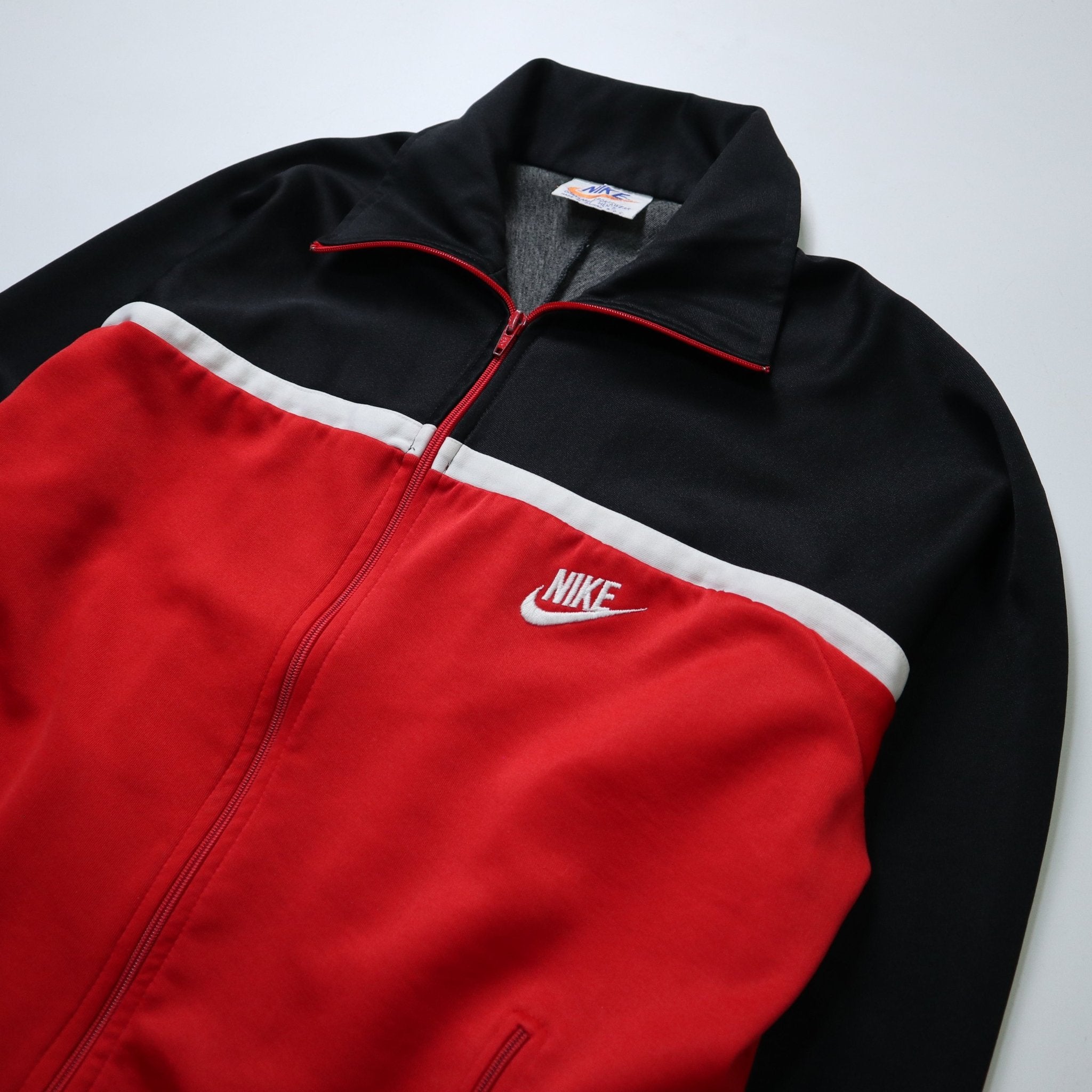 70s-80s NIKE Taiwan-made red and black color-blocked tracksuit