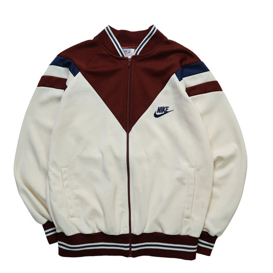 70 - 80s NIKE 台灣製 奶油白x咖啡拼色運動外套 - 富士鳥古著