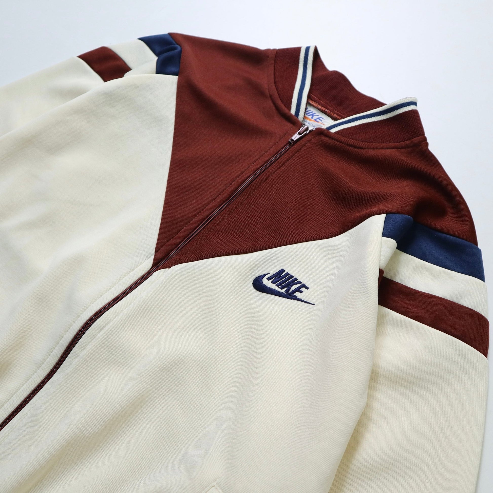 70 - 80s NIKE 台灣製 奶油白x咖啡拼色運動外套 - 富士鳥古著