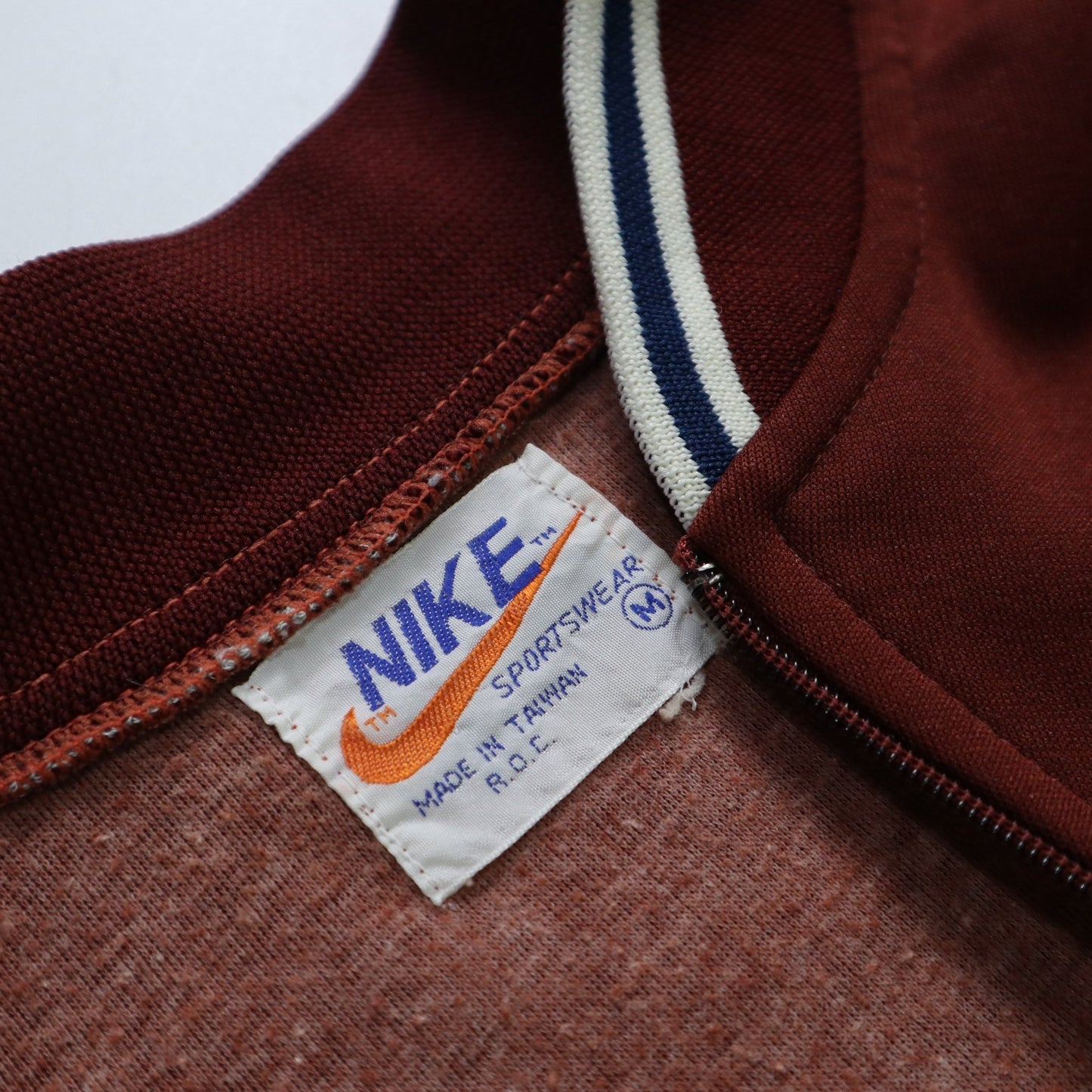 70 - 80s NIKE 台灣製 奶油白x咖啡拼色運動外套 - 富士鳥古著