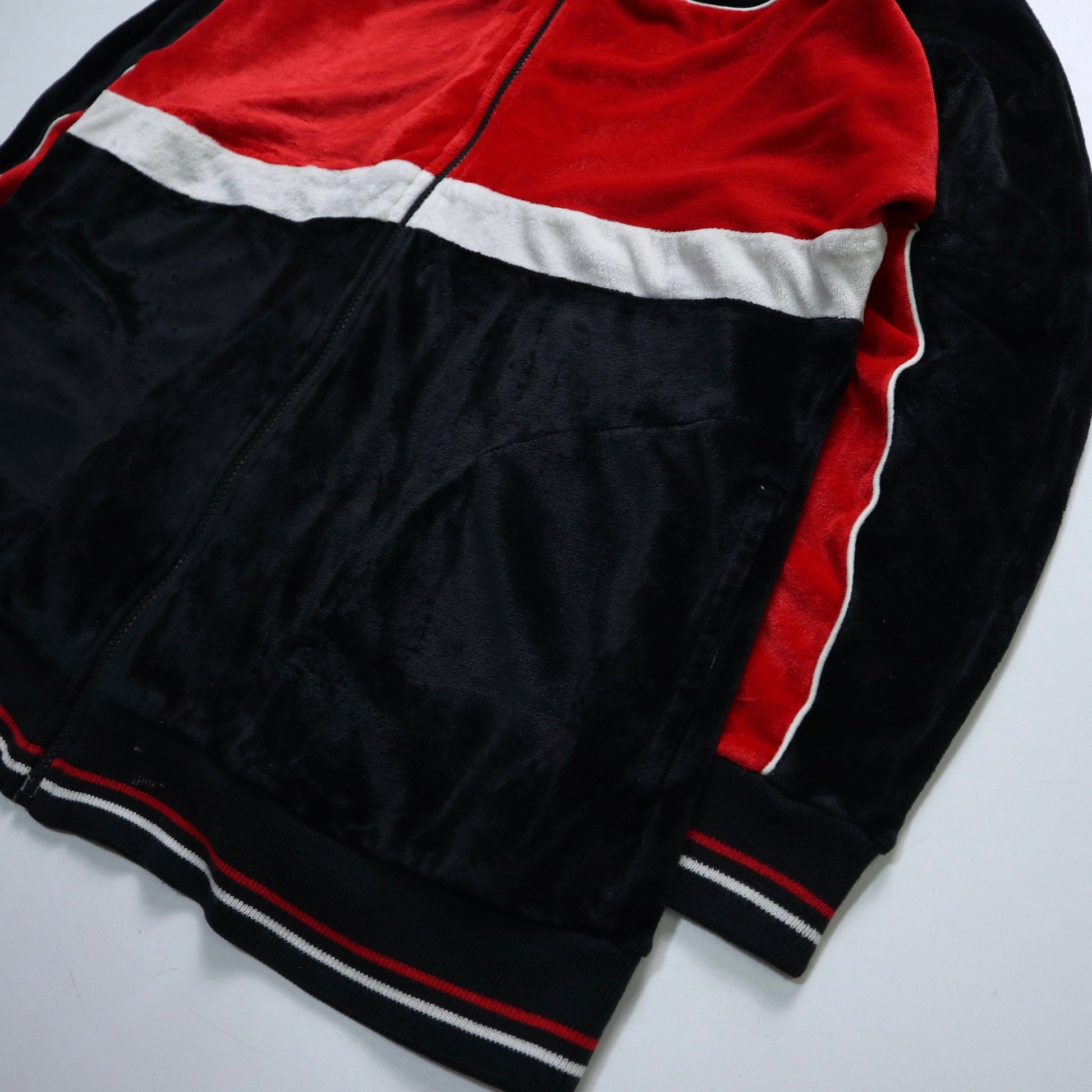 70 - 80s THE FOX COLLECTION 紅黑拼色絨布運動外套 - 富士鳥古著