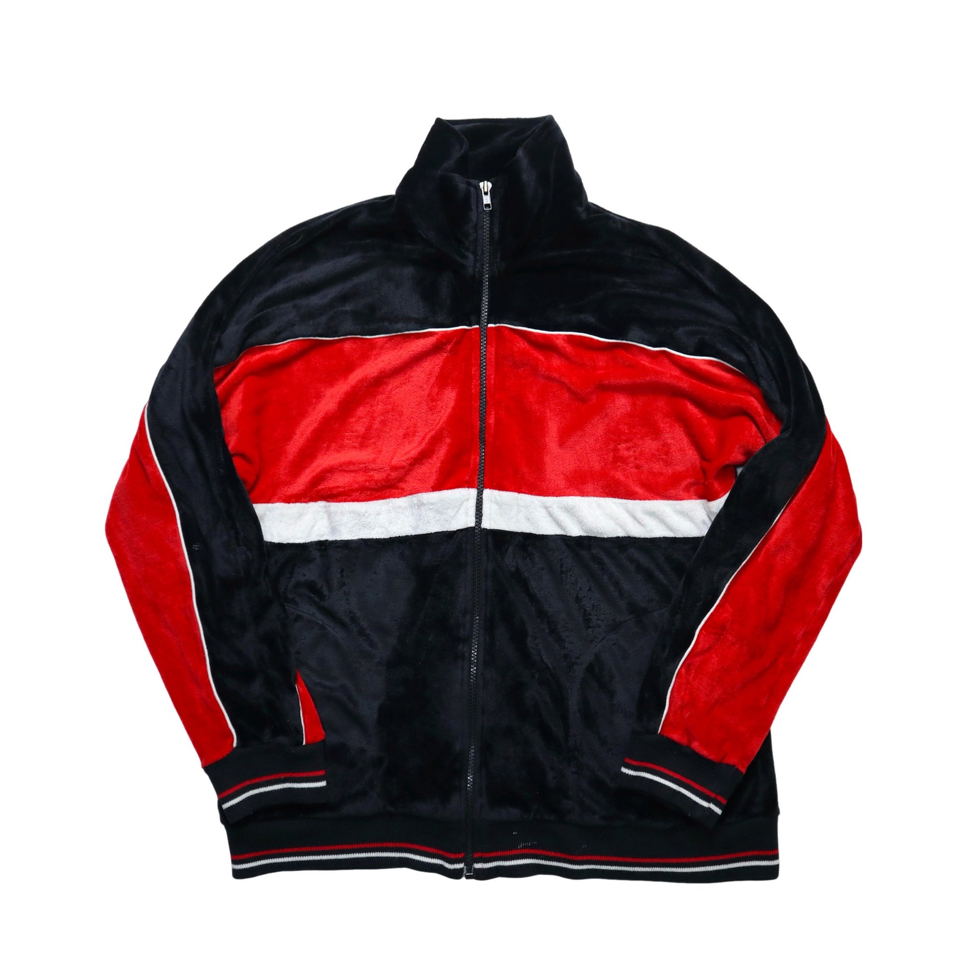 70 - 80s THE FOX COLLECTION 紅黑拼色絨布運動外套 - 富士鳥古著