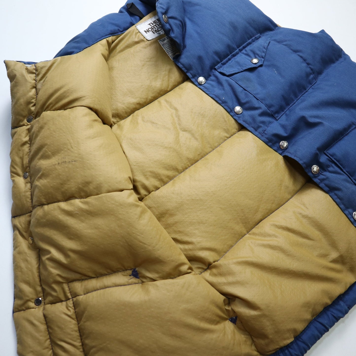 70 - 80s The North Face 茶標 美國製 靛藍色羽絨背心 鵝絨背心 - 富士鳥古著