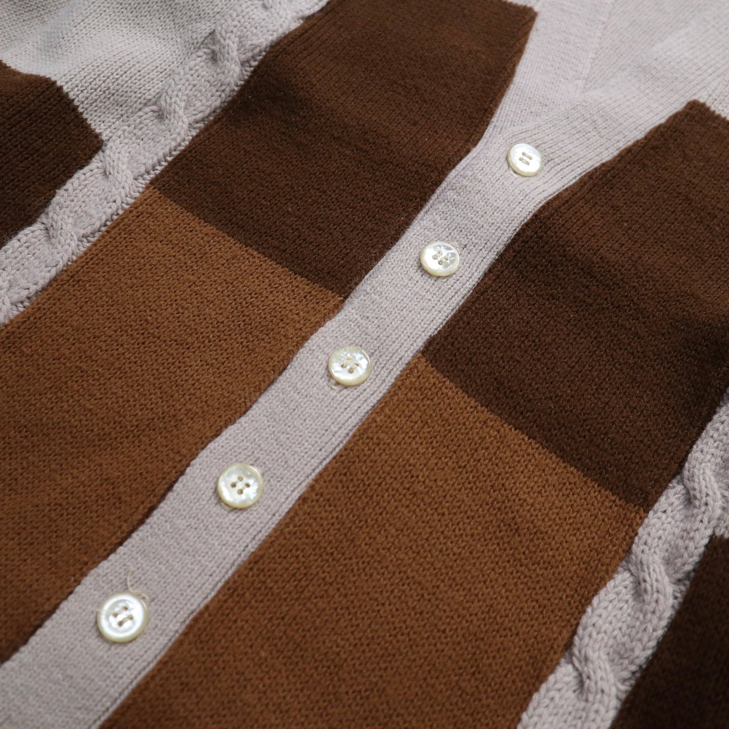 70s 摩德拼色麻花織紋針織衫 針織外套 - 富士鳥古著