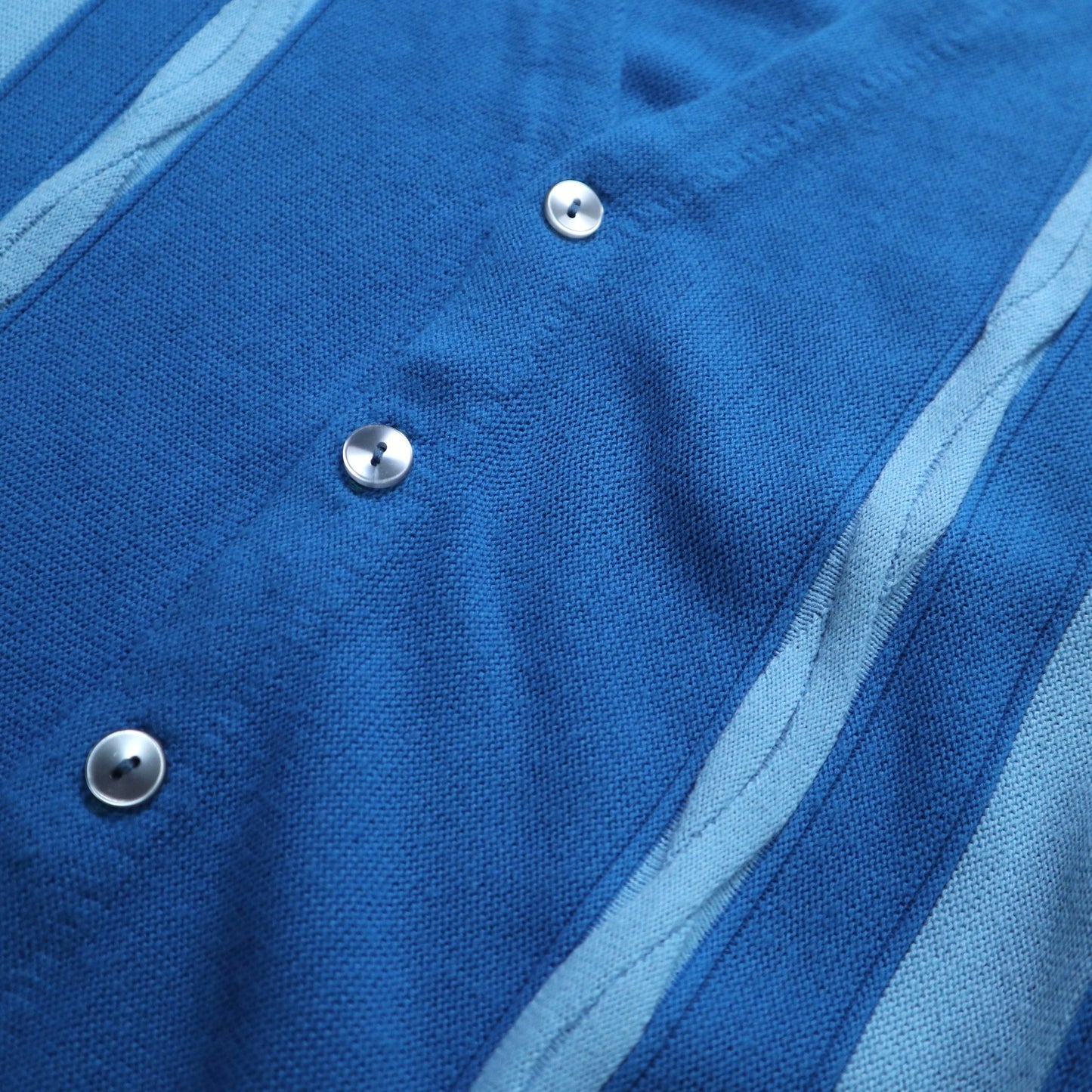 70s 寶藍色條紋開襟針織衫 針織外套 - 富士鳥古著