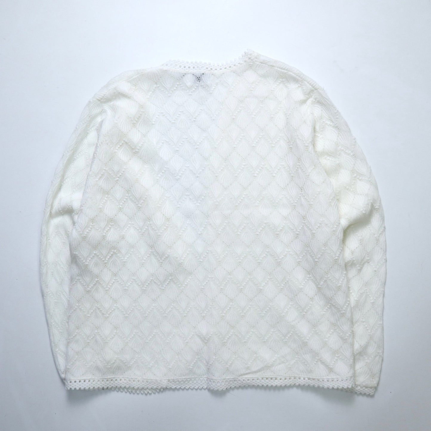 70s 日本製 白色蕾絲開襟罩衫 - 富士鳥古著