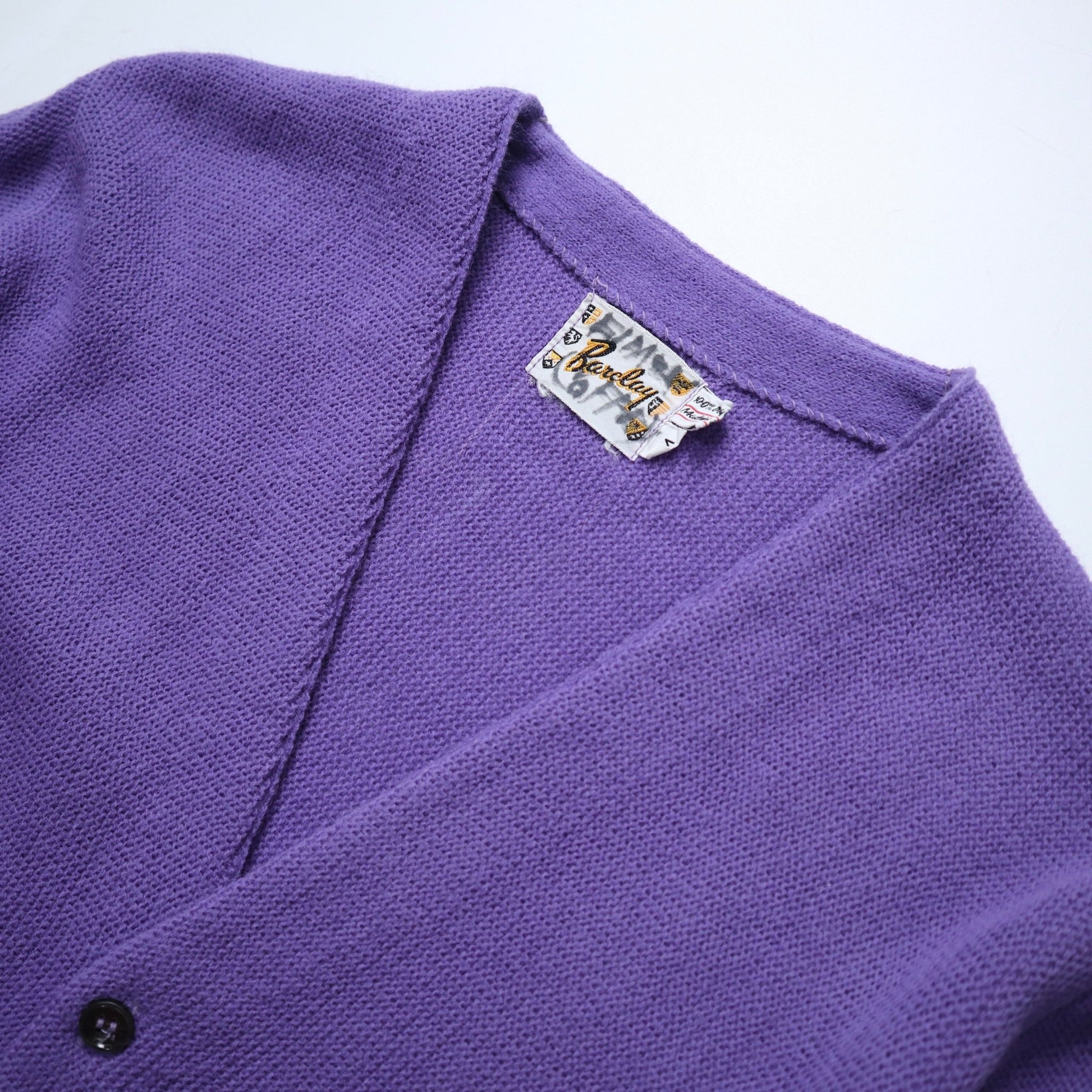 70s Barclay 紫色素面開襟針織衫 針織外套 - 富士鳥古著