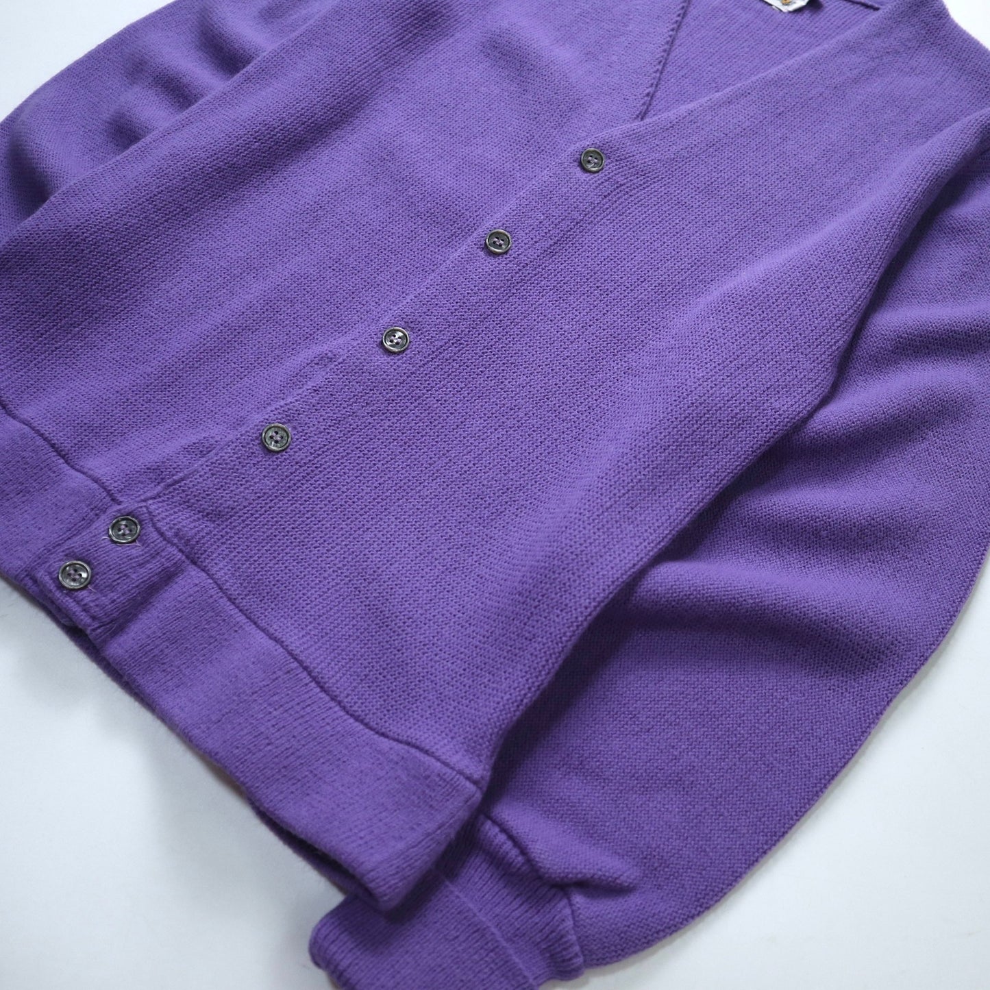 70s Barclay 紫色素面開襟針織衫 針織外套 - 富士鳥古著