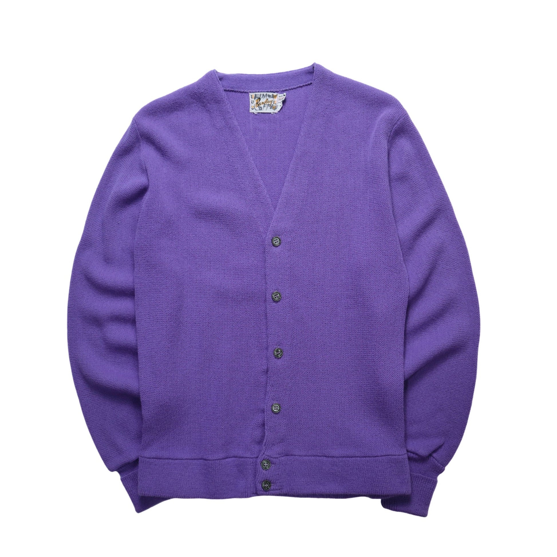 70s Barclay 紫色素面開襟針織衫 針織外套 - 富士鳥古著