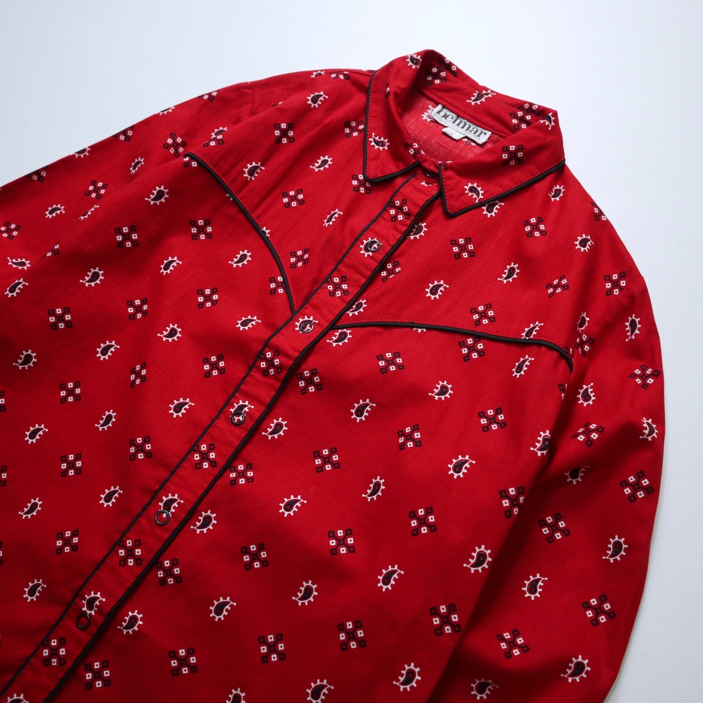 70s Betmar New York 美國製 女生紅色變形蟲襯衫 工會標籤 - 富士鳥古著