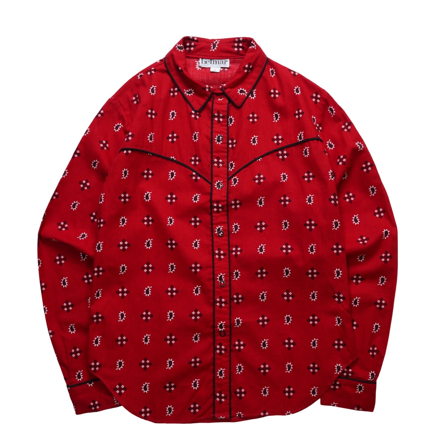 70s Betmar New York 美國製 女生紅色變形蟲襯衫 工會標籤 - 富士鳥古著