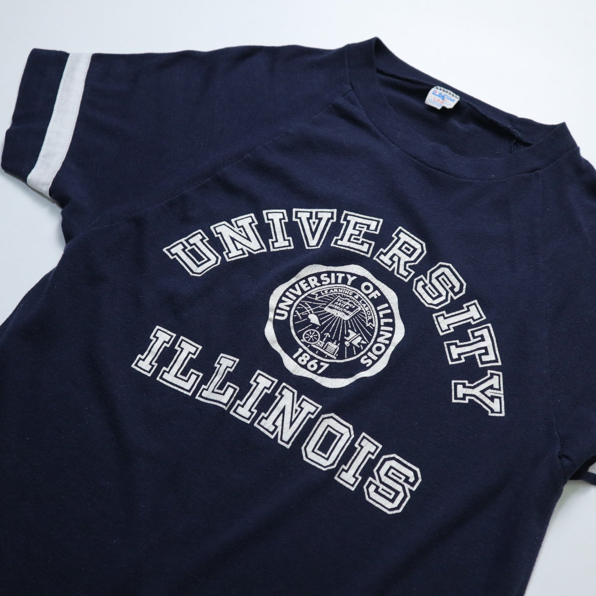 70s Champion 美國製 University of ILLINOIS T-Shirt - 富士鳥古著