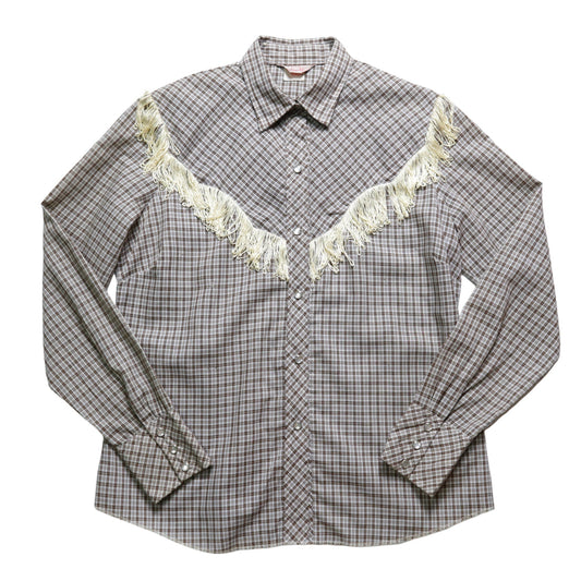 70s H BAR C 格紋流蘇西部襯衫 Western Shirt - 富士鳥古著