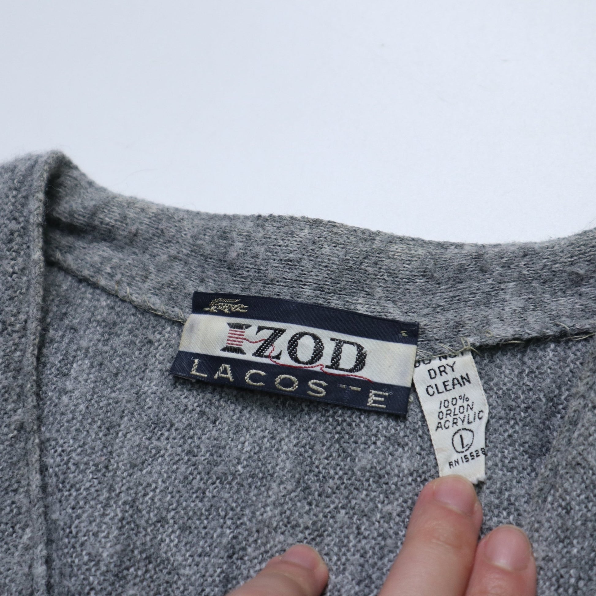 70s IZOD Lacoste 美國製 灰色開襟針織衫 - 富士鳥古著