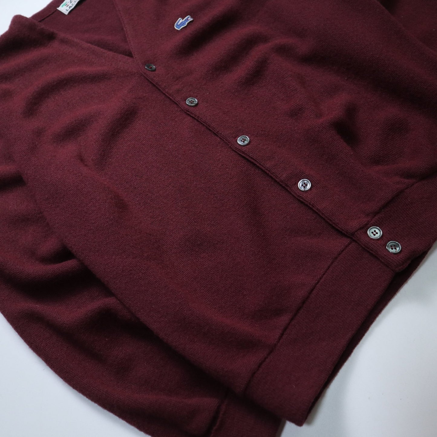 70s IZOD Lacoste 酒紅色開襟針織衫 - 富士鳥古著