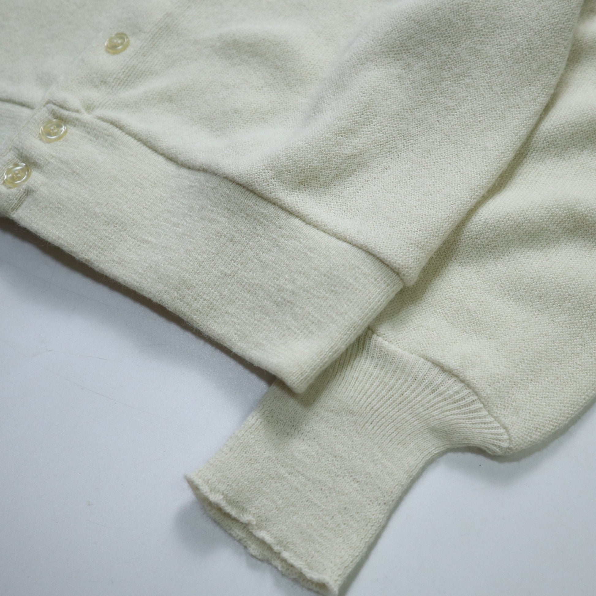 70s IZOD Lacoste 美國製 純白色開襟針織衫 - 富士鳥古著