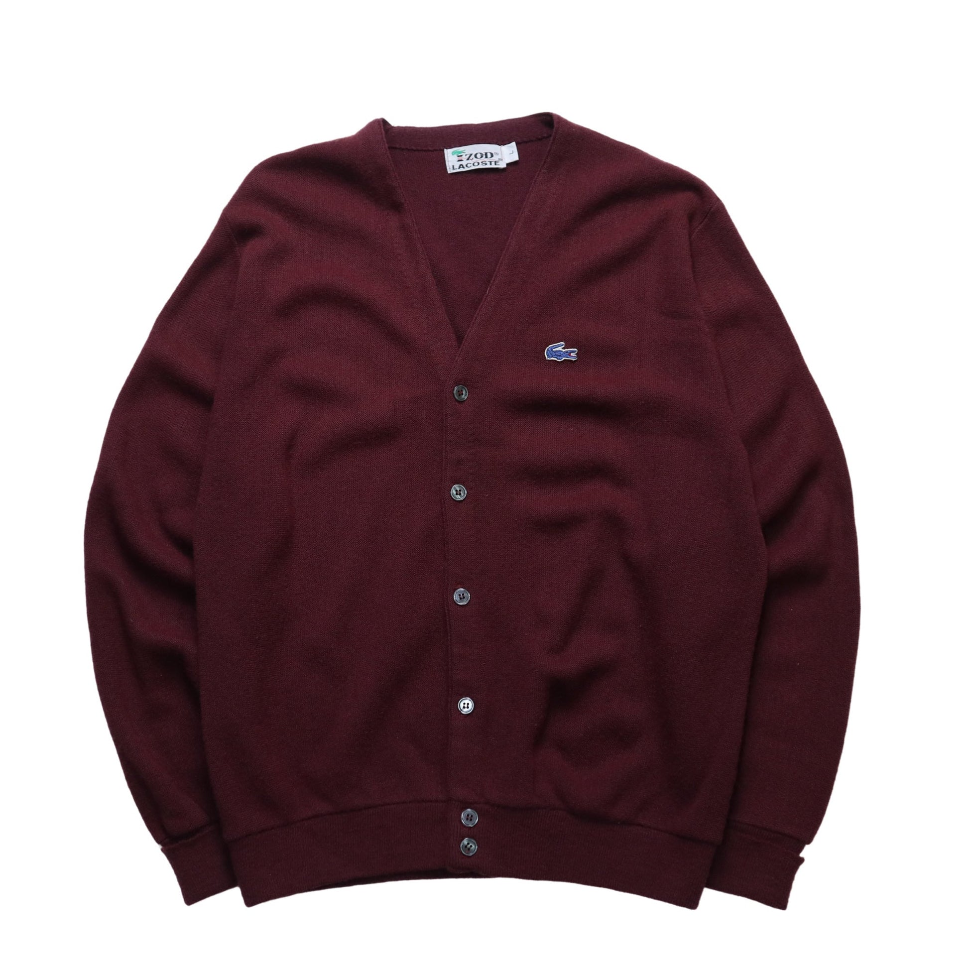 70s IZOD Lacoste 酒紅色開襟針織衫 - 富士鳥古著