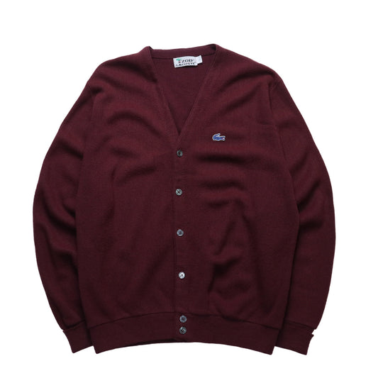 70s IZOD Lacoste 酒紅色開襟針織衫 - 富士鳥古著