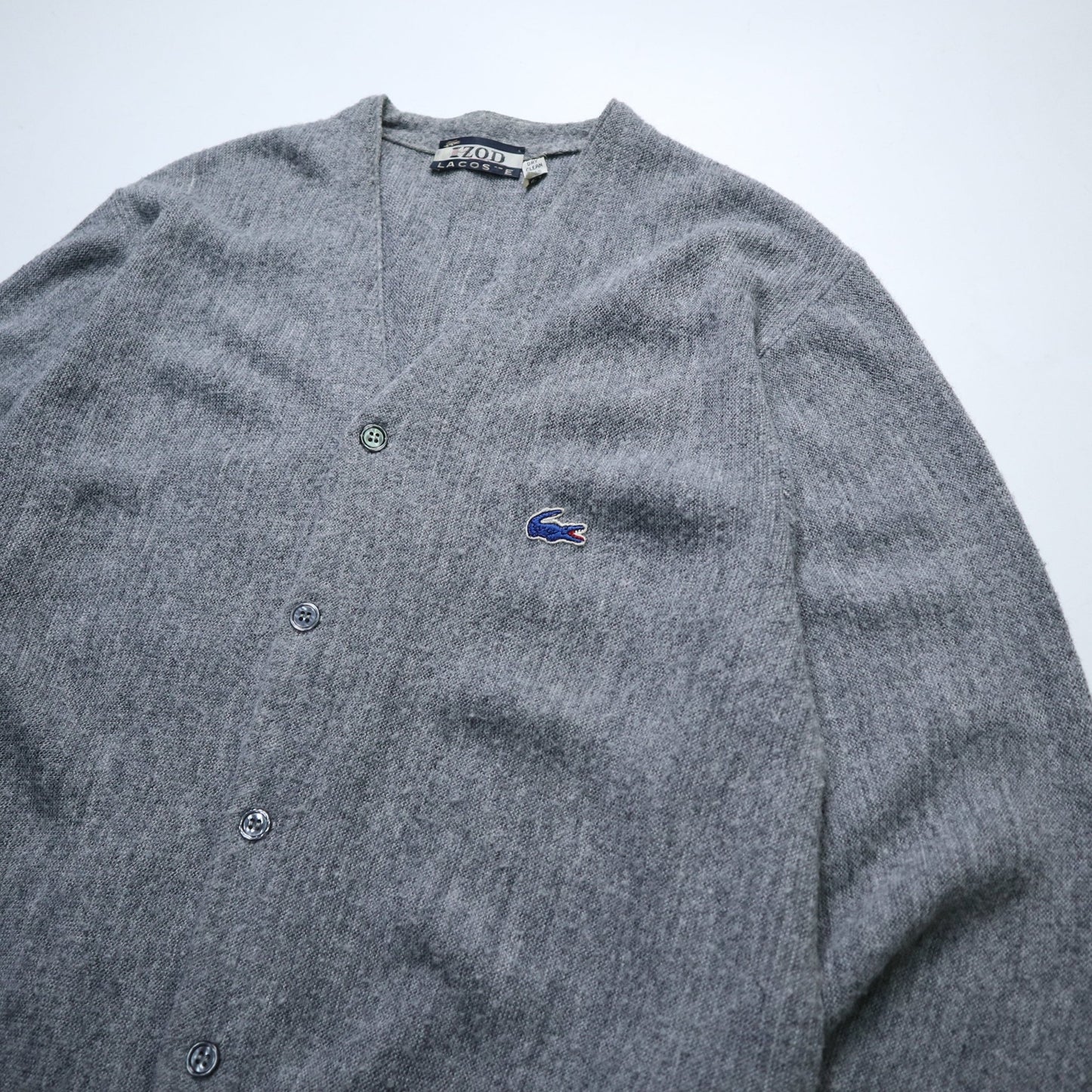 70s IZOD Lacoste 美國製 灰色開襟針織衫 - 富士鳥古著