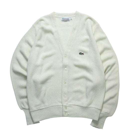 70s IZOD Lacoste 美國製 純白色開襟針織衫 - 富士鳥古著